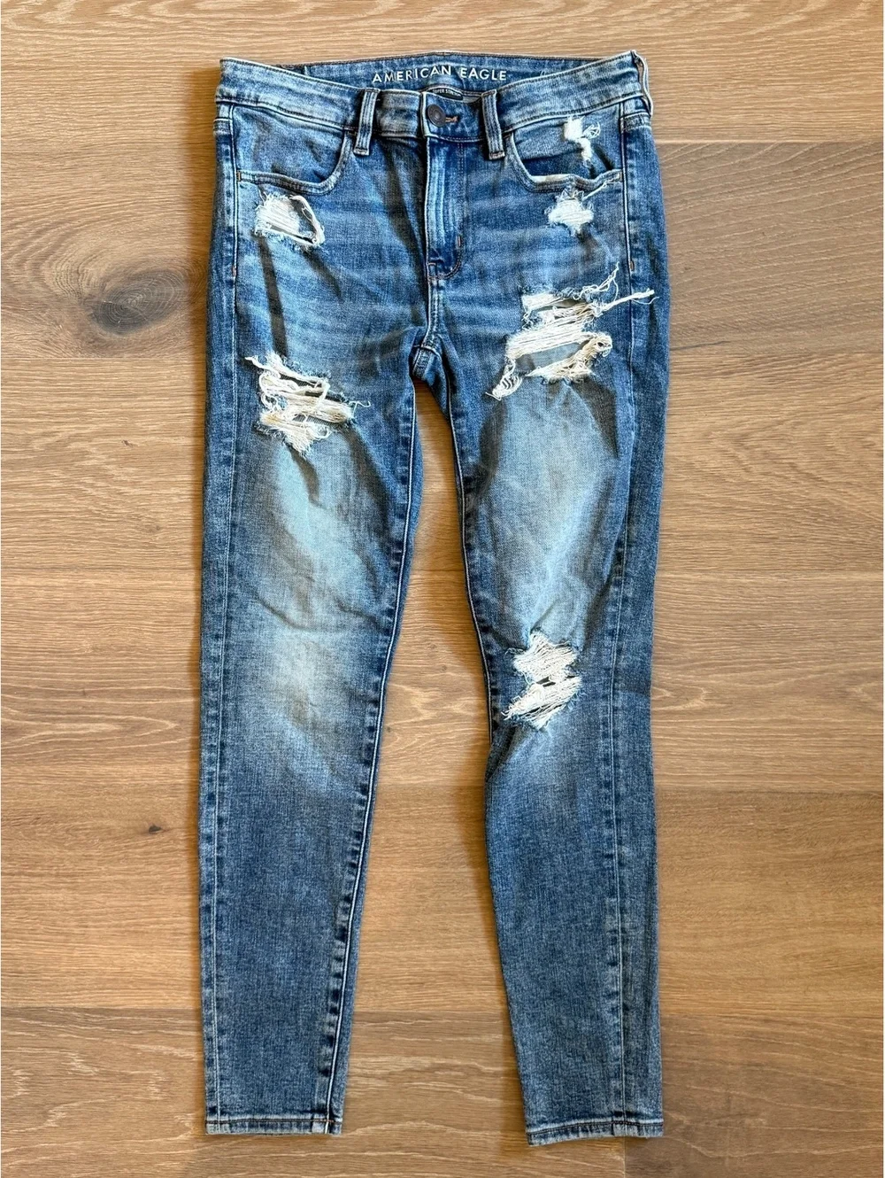 American Eagle Super Stretch Y2K vintage Distressed Skinny Jeans Size 6 Regular